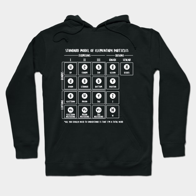 Elementary table of particles (Text in white) Hoodie by Made by Popular Demand